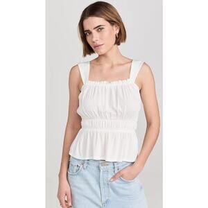 Paige Laureth White Sleeveless Cami Camisole Peplum Crop Blouse Tank Top Size M